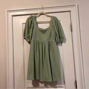Scoop Women's Babydoll Dress with Puff Sleeves